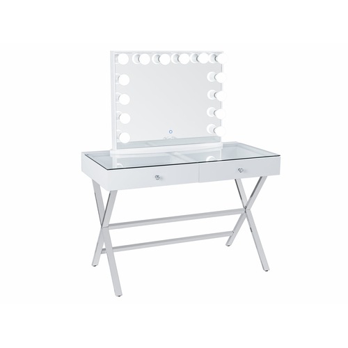 13 Drawers Mirrored See Through Vanity Table with Clear Glass Top MyDeal