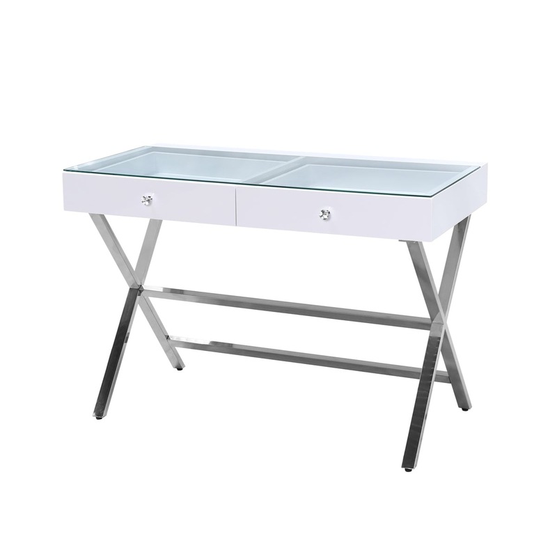 2 Drawers Coco Makeup Table With Clear Glass Top Ysabel Frameless Hollywood Mirror Sensor Dimmer Mydeal 2 Drawers Coco Makeup Table With Clear, Makeup Vanity Clear Glass Topper