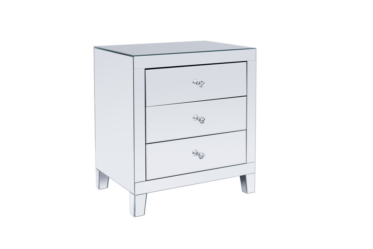 2 x 3 Drawers Mirrored Bedside Table with Legs
