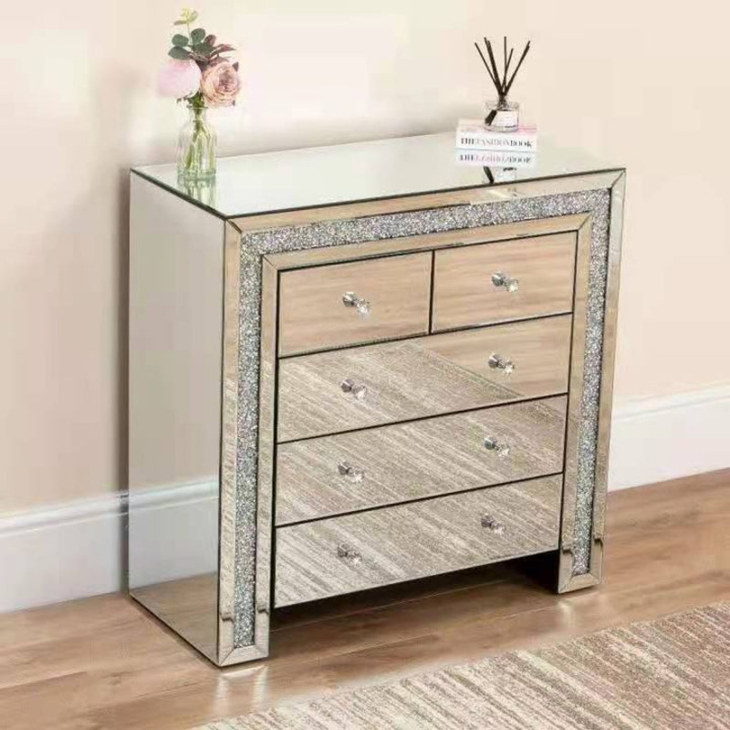 Buy 5 Drawers Chest with Crushed Diamonds MyDeal