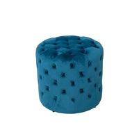 Teal Alexa Round Ottoman