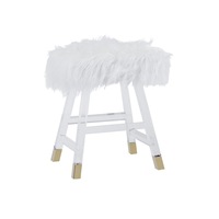 Furry Top Acrylic Makeup Stool in White