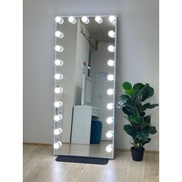 Hollywood Floor Mirror with Tri-Colour Dimmable Lights
