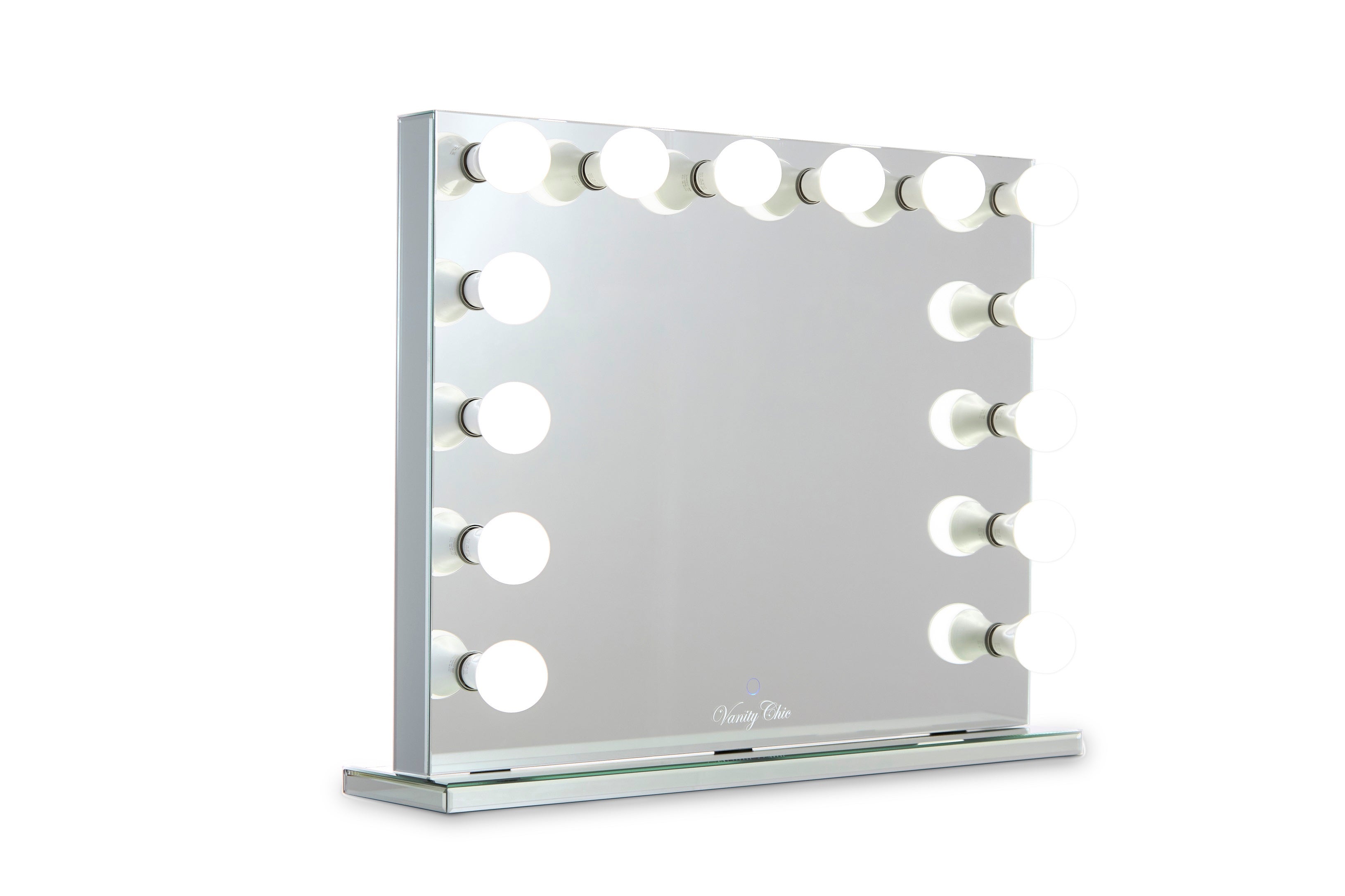 Large Frameless Mirrored Hollywood Makeup Mirror with Sensor Touch Dimmer