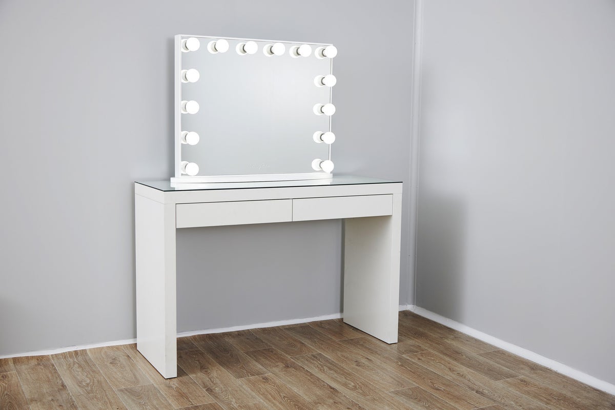 Large YSABEL Hollywood Makeup Mirror with LED Lights + 2 Drawers Vera Vanity Table