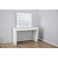 Large YSABEL Hollywood Makeup Mirror with LED Lights & Sensor Touch Dimmer + 2 Drawers Vera Vanity Table