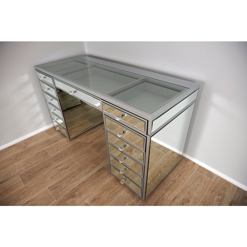Mirrored See Through Vanity Table With, Makeup Vanity Sets With Drawers