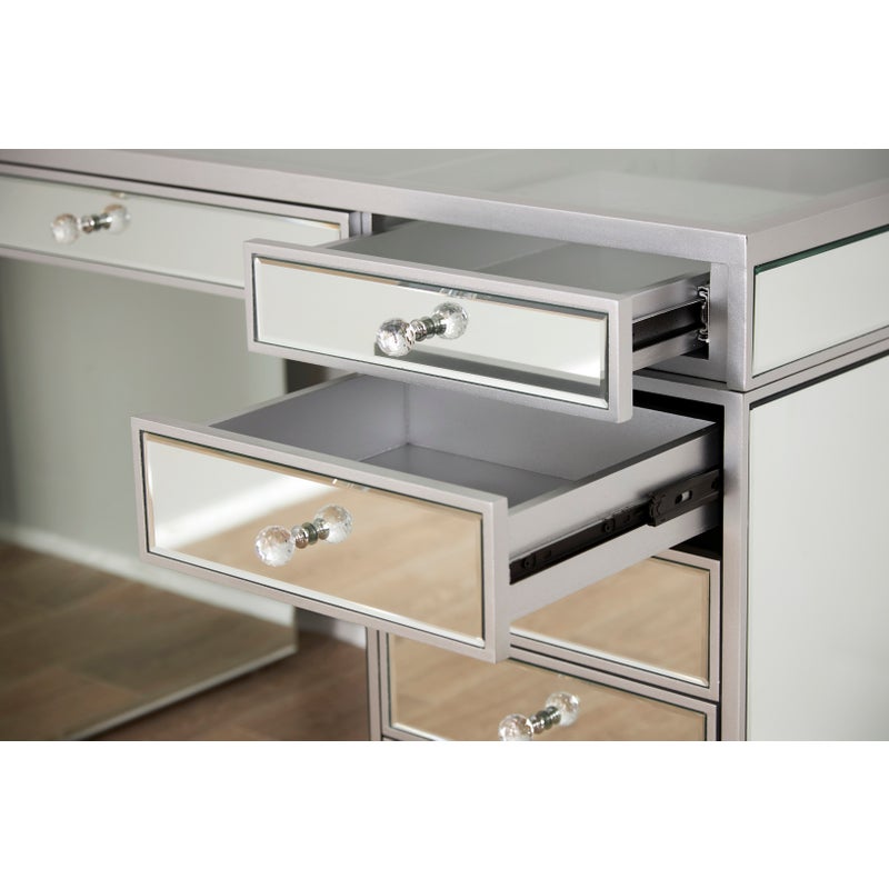 Mirrored See Through Vanity Table With, Makeup Vanity With Drawers