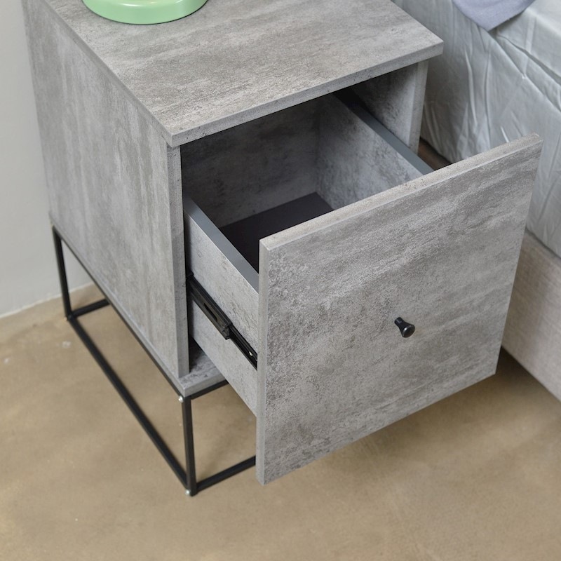 Buy Zola bedside table with drawer (timber or metal frame) iron slate