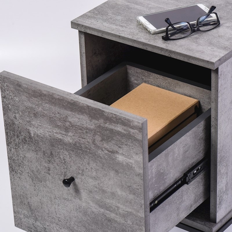 Buy Zola bedside table with drawer (timber or metal frame) iron slate MyDeal