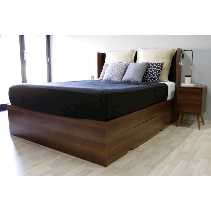 Emma's Design Wingback 4 Drawers Storage Platform Bed Walnut Buy