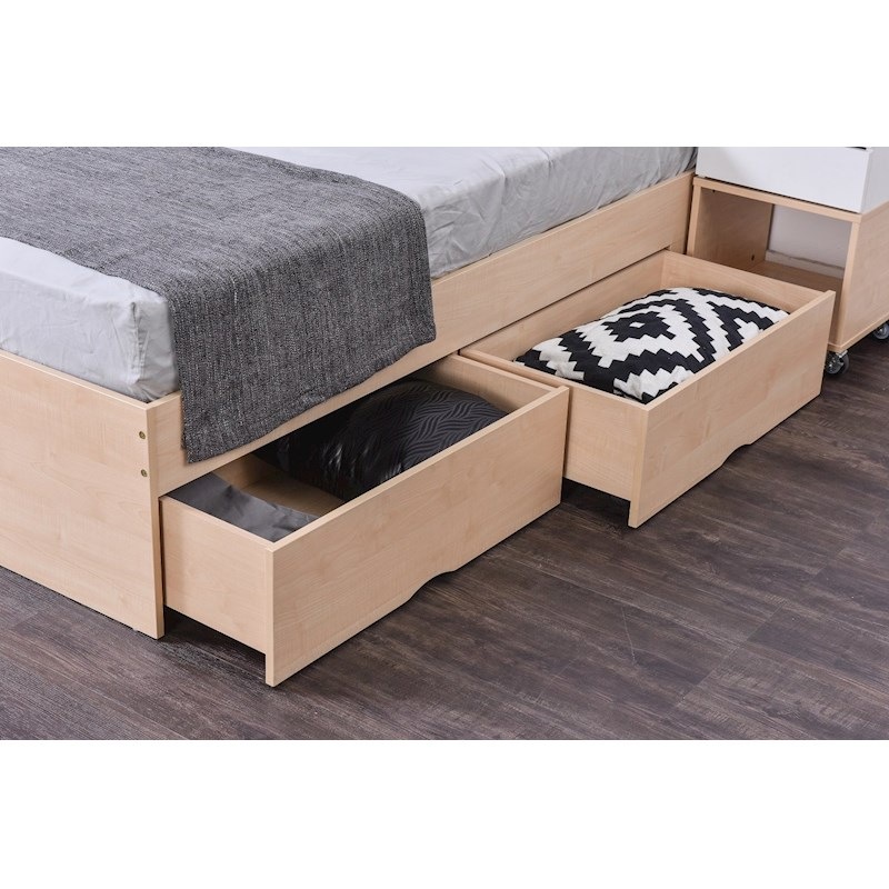 Queen Ensemble Base With Drawers Bozz 4 drawers storage platform Bed maple - MyDeal