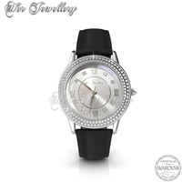 Dawn Leather Watch (Black,White Gold)