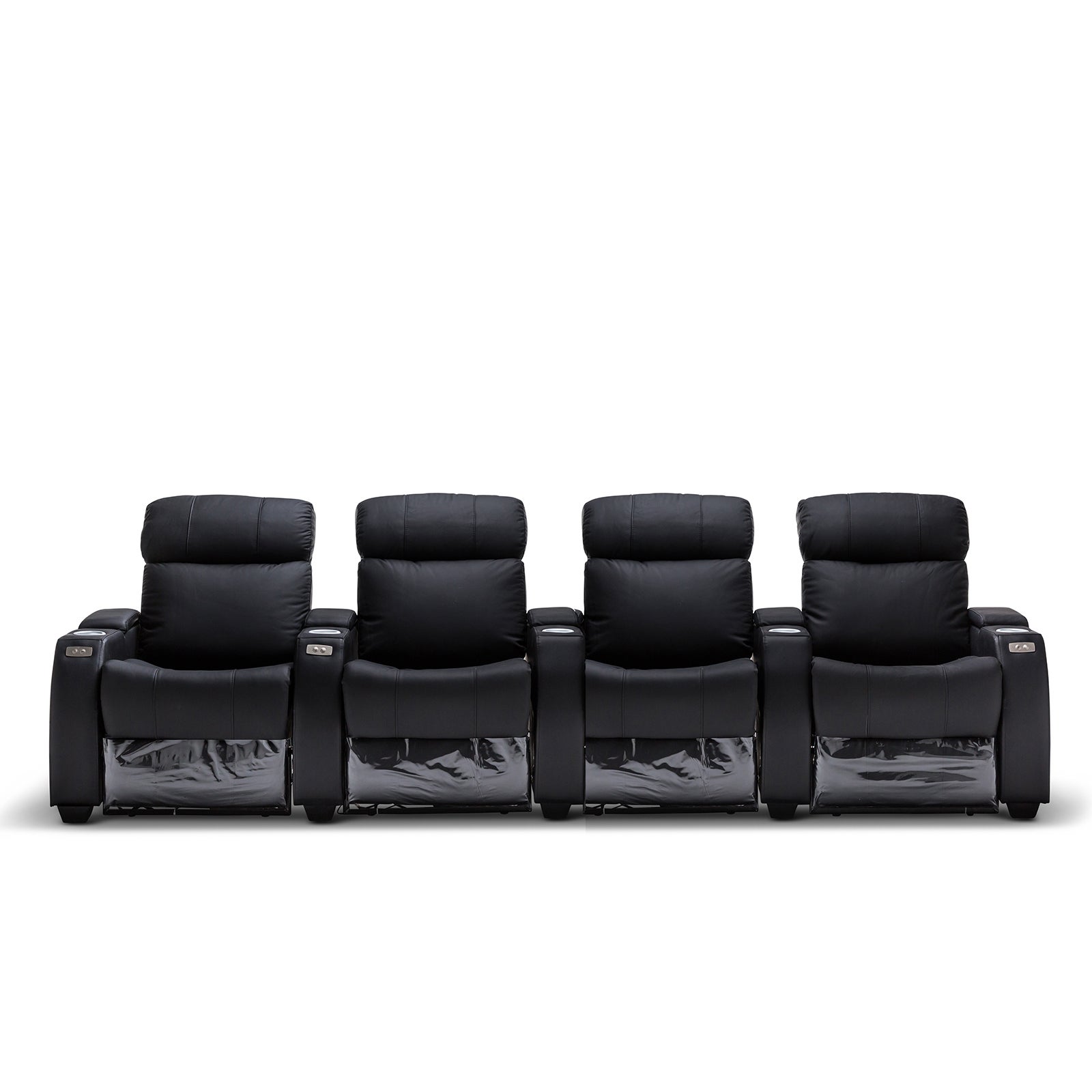 Anna Black Leather Electric Recliner Home Theatre Lounge Suite - 4 Seater