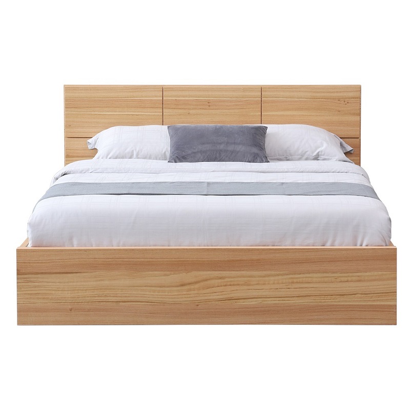Buy Focus Messmate Veneer Queen Bed Clear Finish with Solid Timber