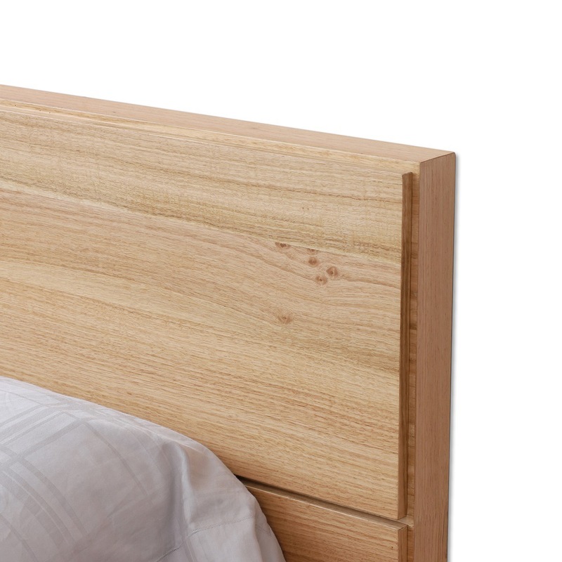 Buy Focus Messmate Veneer Queen Bed Clear Finish with Solid Timber