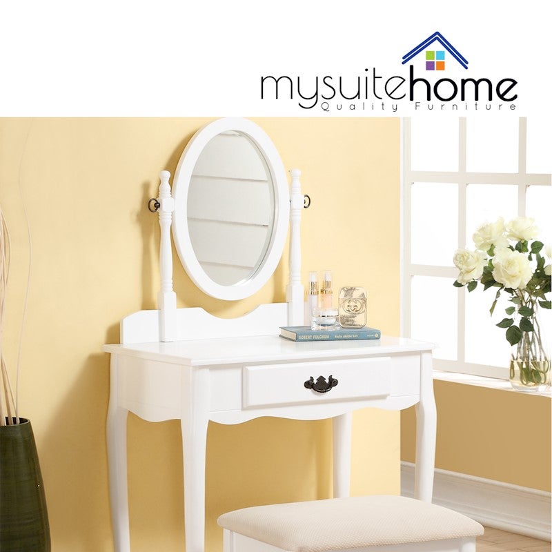 Miley White Dressing Table & Stool