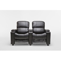 Sophie Black Leather 2 Seater Home Theatre Recliner Lounge