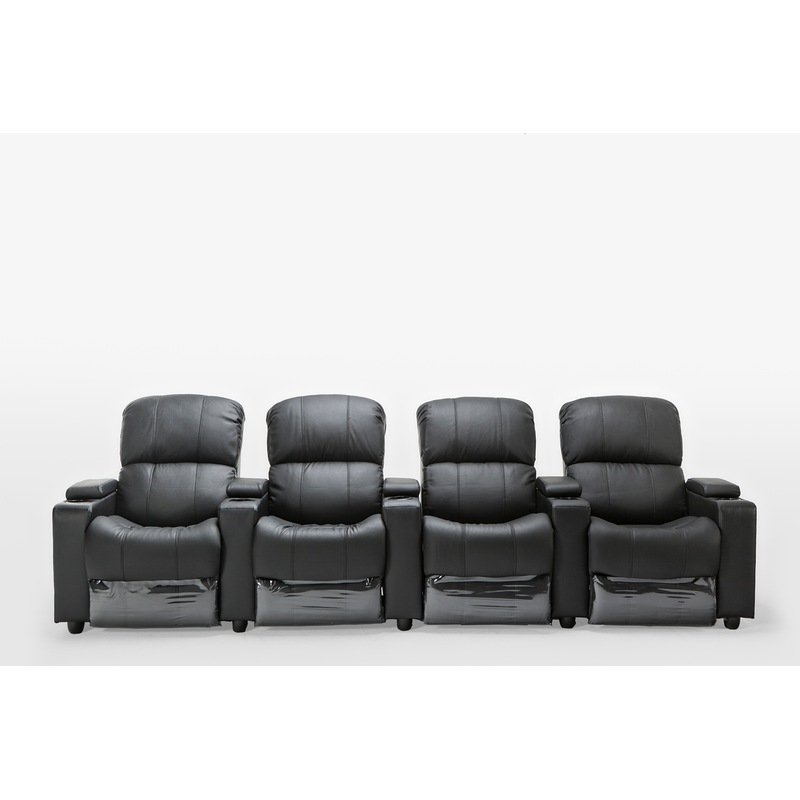 Buy Sophie Black Leather 4 Seater Home Theatre Recliner Lounge Suite