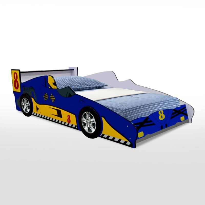Buy Kids Challenger Racing Car Single Bed Frame in Blue MyDeal