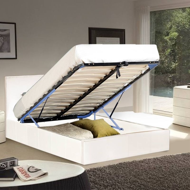 Buy Sabina King Single Gas Lift Storage Bed Frame White MyDeal
