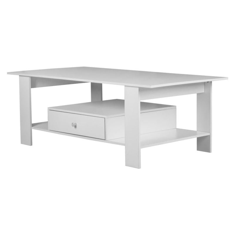 Jwala MDF Coffee Table w/ Storage Drawer in White - MyDeal