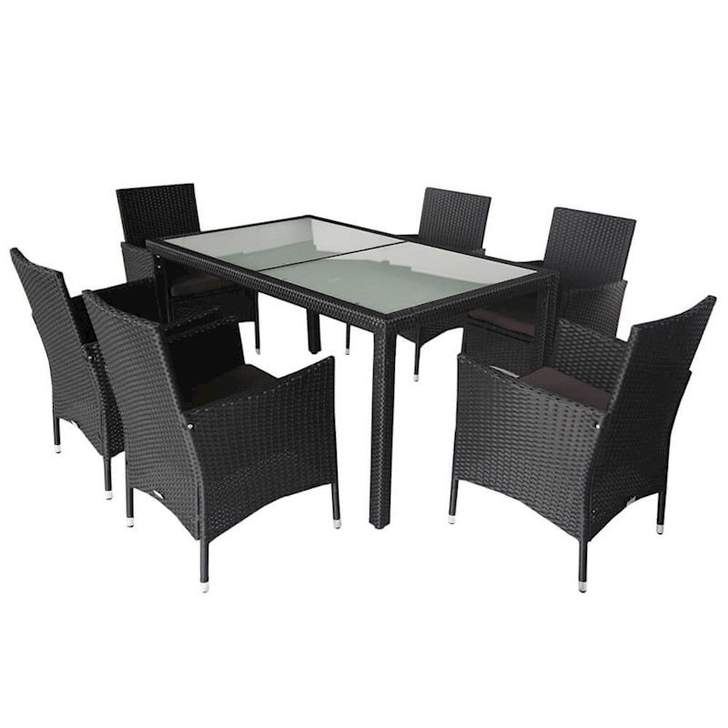 Monte 6 Seater Wicker Outdoor Dining Setting Black Buy 6 Seat