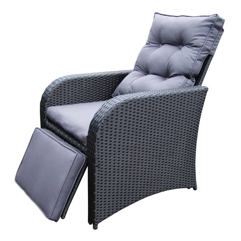 Mykonos Outdoor Wicker Recliner Chair Set in Black | Buy Outdoor Lounge Chairs - 162402