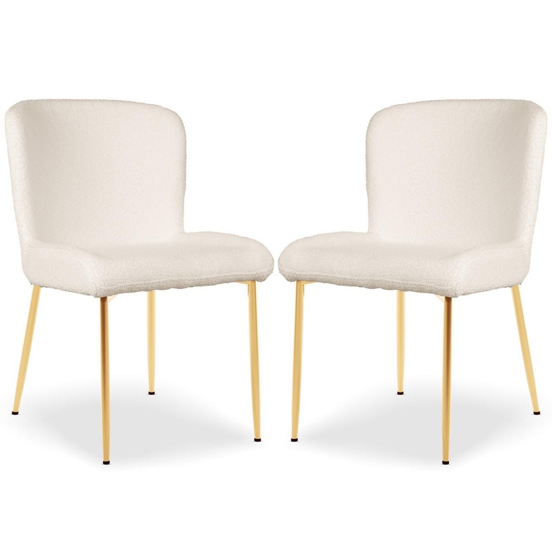 Buy Adela Boucle Dining Chair (Set of 2) White White MyDeal