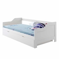 Alexis Solid Pine Timber Single Day Bed with Trundle - White White