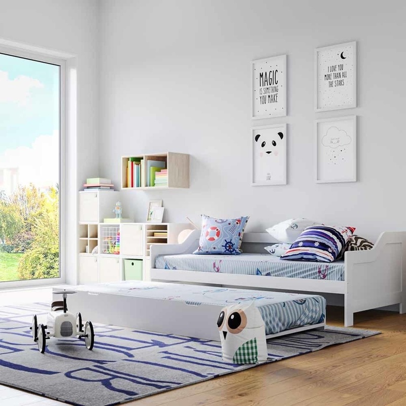 alexis solid pine timber single day bed with trundle white white buy trundle beds 1173701