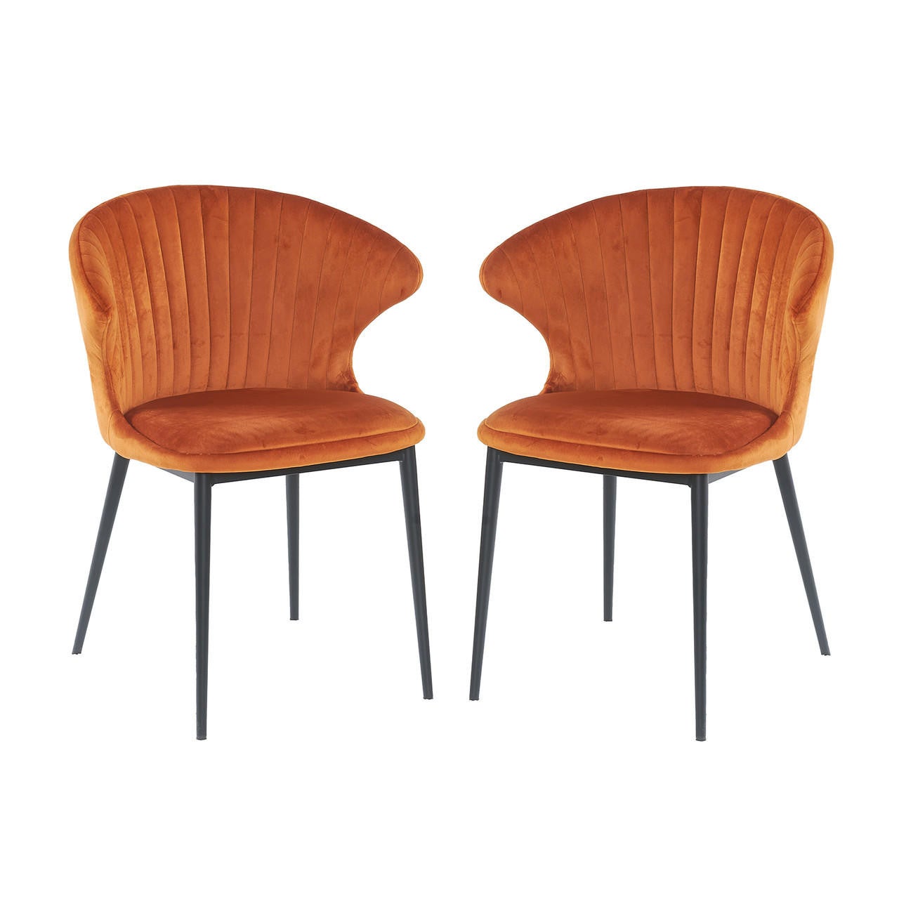 Ange Velvet Dining Chair (Set of 2) Burnt Orange