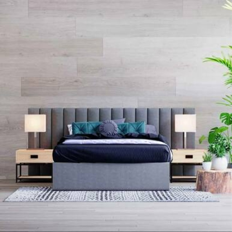 Aquila Extra Wide Upholstered Headboard Grey Grey Double Buy Double