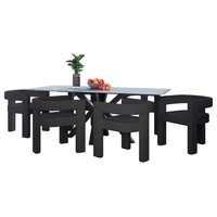 Avalon and Utah 6 Seater Ceramic Dining Set Black