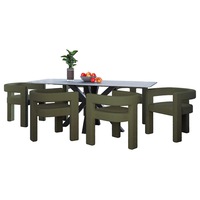 Avalon and Utah 6 Seater Ceramic Dining Set Green