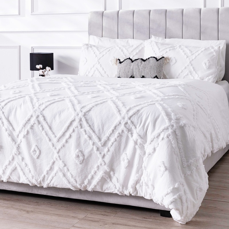 Bloom 6pc Cotton Quilt Cover Set White Super King White Buy Bedroom