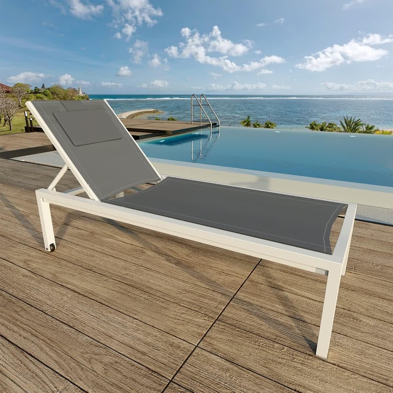 Buy Cabarita Aluminium Outdoor Sunbed Lounge Grey - Discontinued - MyDeal