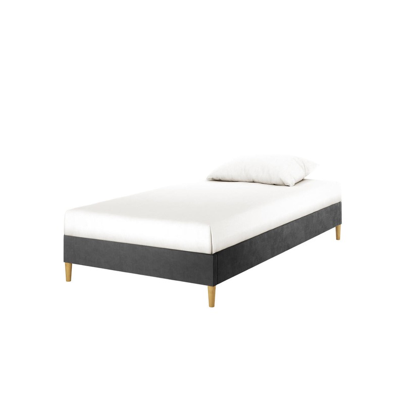Buy Celina Velvet Upholstered Fabric Bed Base Black King Single Black