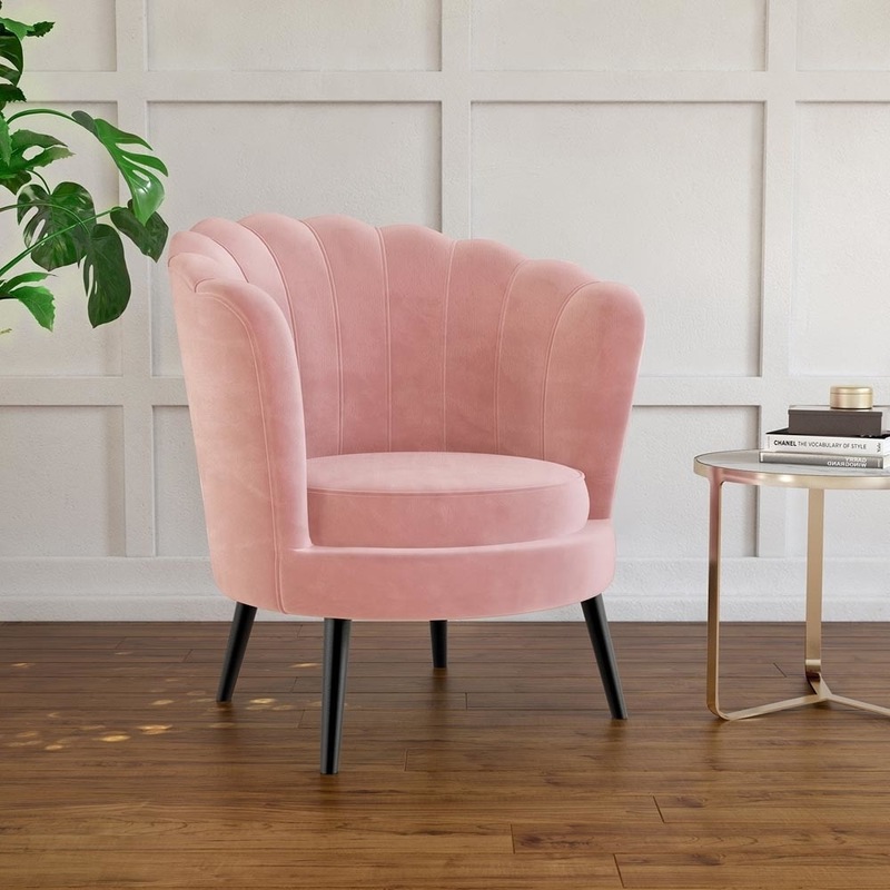 Chantal Scallop Velvet Accent Chair Rose Pink Buy Dining Chairs