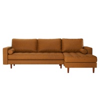 Claude 3-Seater PU Leather Sofa with Chaise Tan Brown