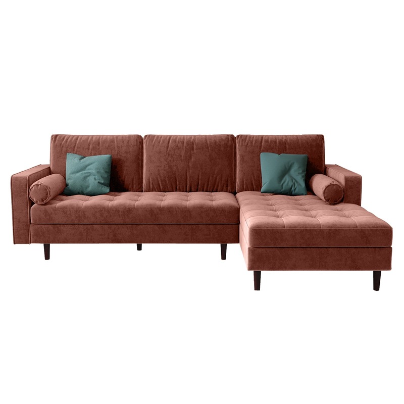 Buy Claude 3 Seater Velvet Sofa With Chaise Blush MyDeal
