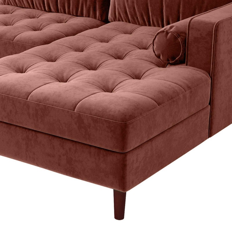 Buy Claude 3 Seater Velvet Sofa With Chaise Blush MyDeal