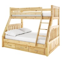 Cornelia Triple Bunk Bed with Storage - Solid Wood Natural