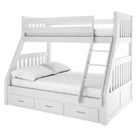 Cornelia Triple Bunk Bed with Storage - Solid Wood White