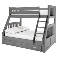 Cornelia Triple Bunk Bed with Storage - Solid Wood Grey