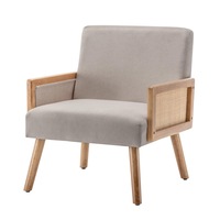 Corrie Rattan Accent Armchair with Fabric Cushion Beige