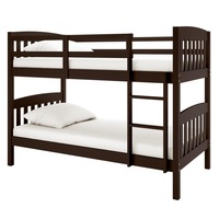 Dante 2-in-1 Solid Pine Timber Bunk Bed Cappuccino