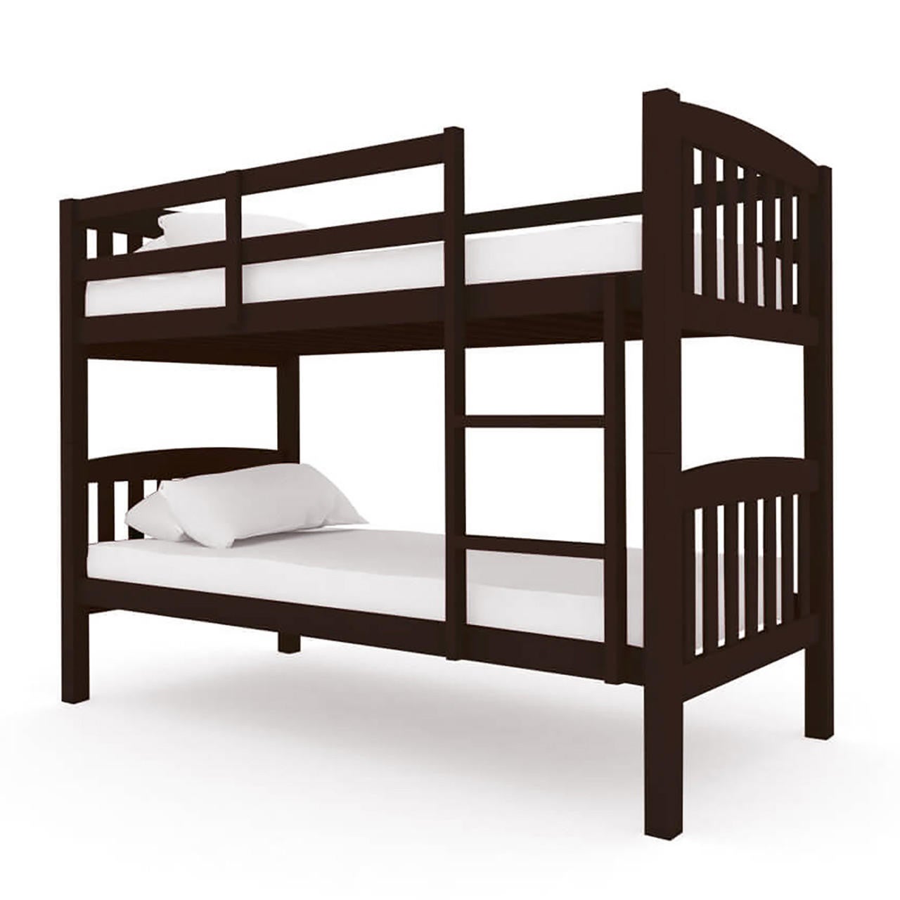 Dante 2-in-1 Solid Pine Timber Bunk Bed Cappuccino