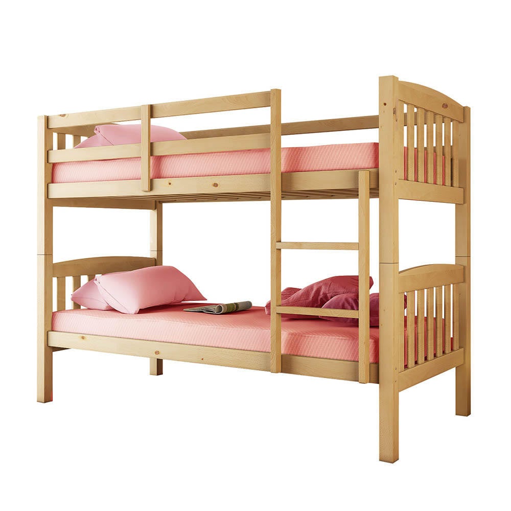 Dante 2-in-1 Solid Pine Timber Bunk Bed Natural