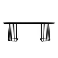 Devon 220cm Oval Industrial Dining Table Black